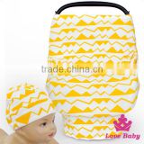 CT-85 Lovebaby Yiwu Wholesale White Fabric Printed Yellow Pattern Cute Baby Magnetic Car Cover With Baby Hat