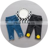 S17659A Autumn Girls Jeans Casual Elastic Waist Smiling Face Girls Jeans