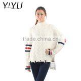 High School Unifrom Women Tassel Hem Turtleneck Cable Knit Sweater thumbnail-1