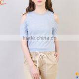 Womens Cold Shoulder Custom Cotton Tee Shirts thumbnail-1