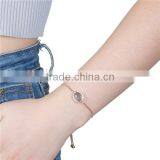 Copper Adjustable Slider/ Slide Bracelet Gold Plated Oval Black Rhinestone 26cm Long thumbnail-3