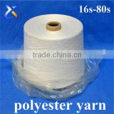 100% polyester spun yarn 21s/1 raw white for weaving
