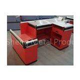 Red Left Standard Checkout Counter With Color Powder Coating