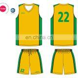 custom new design yellow basketball jersey