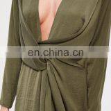 2017 Long Sleeve Mature Women Sexy Satin Wrap Mini Dress For Women thumbnail-3