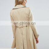 Fashion Autumn Dust Coat Big Flap Collar Waist Tape Double Button Adjustable Cuff Two Layer Top Bulk Ladies Long Coats thumbnail-2