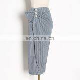 TWOTWINSTYLE Elegant Striped Pearls Ruched High Waist Patchwork Split Irregular Midi Skirts 2020 thumbnail-1