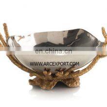 Aluminium Raw Cast Gold Colour Bowl thumbnail-2