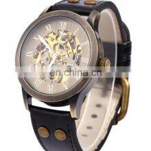 Shenhua 9269 Men Vintage Bronze Automatic Mechanical Skeleton Wristwatch Men's Leather Strap Mechanical Watch thumbnail-1