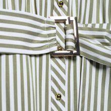 New Women's European and American Style French Fashion Dress With Waist Belt, Striped MIDI Dress thumbnail-4