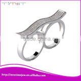 Hot Wholesale White Gold Jewelry Two Finger Cluster Ring thumbnail-1