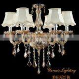 6 Arms Fabric Shade Living Room Pendant Lighting Indoor Pendant Lighting With Crystal Pendant thumbnail-1