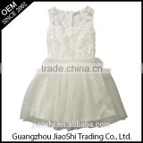 2016 White organza sleeveless lace children flower girl dress wholesale
