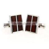 Custom Round Stainless Steel Wood Keyhole Cufflinks With Logo thumbnail-2