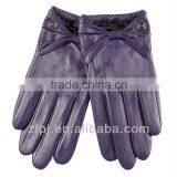 Fashion Ladies Leather Purple Gloves