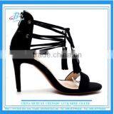2016 Latest Sheepskin Leather Women Black High Heel Dating Shoes Tassels Style Women Sexy Party Shoes thumbnail-1