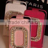 Various Color Option Crocodile Leather Bling Round Diamond Model Mobile Phone Covers for 4 4s/5,samsung thumbnail-1