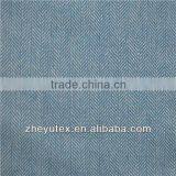 Light Colour Small Herringbone Wool Fabric Blue and White