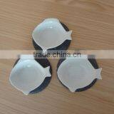 Irregular Leaf Shape Black Rough Edge Slate Coaster With thumbnail-4