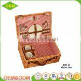 Woven Wicker Material Picnic Basket With Ceramic Set thumbnail-1