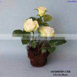 Silk Roses With Pot thumbnail-2