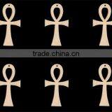 Hot Sell ANKH Shapes Africa Egypt Symbol for Life 3.25 Inches Tall WITH HOLE Natural Craft Wood Cutoutmade in China thumbnail-1