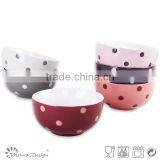 Solid Glaze Ceramics Cereal Bowl With Dot thumbnail-2