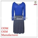 formal/office wear blue jersey top jacquard skirt cheap girl pageant dress
