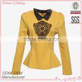 New Designs Fashion Polyester and Cotton Ruffle Bottom Long Sleeves Lace Collar and Embroidery Custom Camo Jacket Fashion thumbnail-1