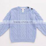 New Design Crew Neck Buttoned Children Cable Knit Sweater thumbnail-2