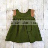 Soft Boutique Baby Girl Clothes Baby Handmade Dresses Girls Plain Black Casula Dress With Stripe Short Sleeve thumbnail-4