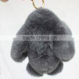 Myfur Dark Grey Cute Rabbit Fur Made Rabbit Bag Accessory Pendant thumbnail-5