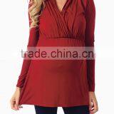 RED LONG SLEEVE MATERNITY/NURSING TOP thumbnail-1