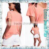 Customized Sketch Girl's Sexy Colorfast Dyeing Slub Knit Cotton Heart Deep V Neck T Shirts thumbnail-5