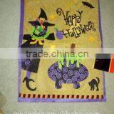 Metallic Gold Color Happy Halloween Felt Banner With Wicked Witch Purple Trim 19" H X 14.5" W thumbnail-1