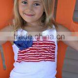 100% Cotton National Flag Pattern t Shirt for Girls Childrens July 4th Clothing Girls Tank Children's Clothes Tee Shirts Kids