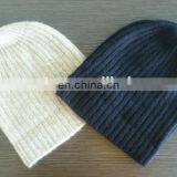 Navy Color Plain Cashmere Beanie Hat & Scarf With Raccoon Fur Pom Pom thumbnail-3