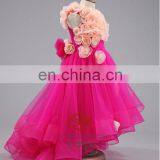 Full Handmade Red Rose Flowers Girl Dress Factory Direct Selling Baby Girls Princess Dress Elegant Lace Flower Girls Dress thumbnail-4