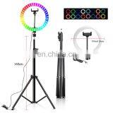 10 Inch 32 Color RGB Ring Light With Tripod Stand Colorful Photography Selfie Light for TikTok Video Live thumbnail-2