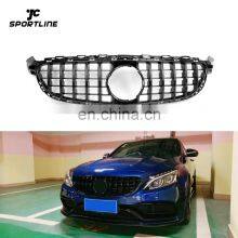 Glossy Black W205 C63 GT Grill Grille for Mercedes Benz C63 AMG 15-19 thumbnail-1
