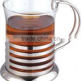 Glass Coffee Cup With Stainless Steel Handle, Drinking Glass Coffee Cup,coffee Cup With High Quality thumbnail-4