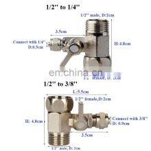 1/2 to 1/4 RO Water Filter Spare Parts Quick Connector Tee Ball Valve Faucet Tap Shut Off Ball Valve Copper Feed Water Adapter thumbnail-2