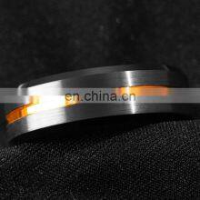 Men's Fashion 8MM Black Brushed Ladder Edge Stainless Steel Ring Blue Groove Men Wedding Ring Gifts For Men thumbnail-5