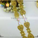 Gold Trim Wedding Bridal Dress Belt Sash Rhinestone Applique thumbnail-1