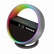 Multi-function 15W Wireless G Shape Speaker Colorful Night Light Alarm Clock Wireless Bluetooth Speaker thumbnail-1