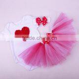 wholesale boutique babys tutu skirt with romper red love heart newborn romper set infant clothing set cotton premature skirts