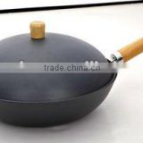 Iron non stick wok with metal cover or lid