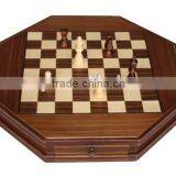 Octagon Wooden Hand Made Chess Set thumbnail-3