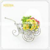 Home Deco White Round Flower Planter Metal Plant Pot Holder thumbnail-2