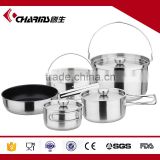 camping pot with folding handle portable camping cookware set